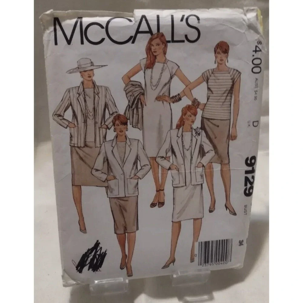 Old Stock Cut Pattern McCalls 9129 Jacket & Dress or Top & Skirt Sz 16